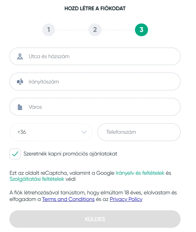 Ivibet Casino Regisztracio lepese 3